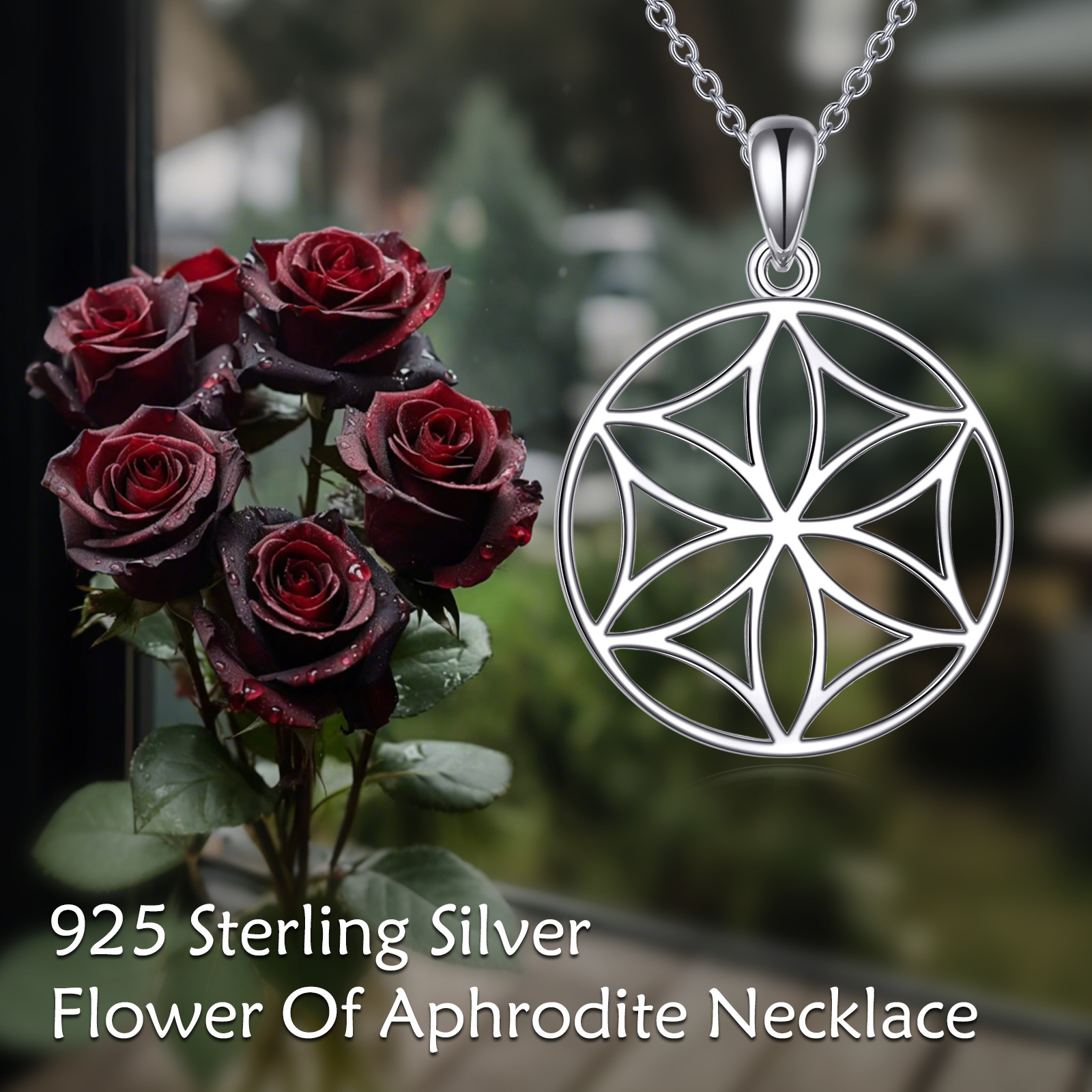 925 Sterling Silver Birdgot Flower of Aphrodite Necklace